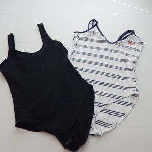 Victoria's Secret PINK Women's White/ Navy and Black Bodysuit Bundle